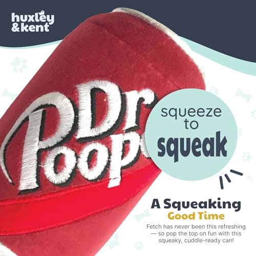 Huxley & Kent Funny Dog Toy w/Squeaker – Power Plush Squeaky Dog Toys for Small, Medium & Large Dogs – Soft Stuffed Animal for Indoor Play & Fetch - Dr Pooper, Large - size: Large, style: Dr Pooper