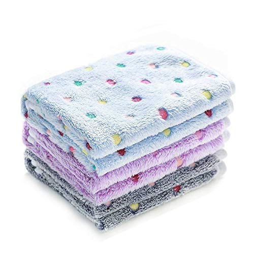 1 Pack 3 Blankets Super Soft Cute Dot Pattern Pet Blanket Flannel Throw for Dog Puppy Cat Blue/Purple/Grey Small - color: Blue/Purple/Grey, size: 23x16 inch (Pack of 3)
