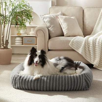 MIXJOY Medium Dog Beds for Medium Sized Dog, Calming Warming Pet Beds, Washable Dogs Bed with Removable Cover, Rectangle Pet Bed with Non-Slip Bottom, 25"x21"x7", Grey - color: Grey, size: S Plus(25"Lx21"Wx7"Th)
