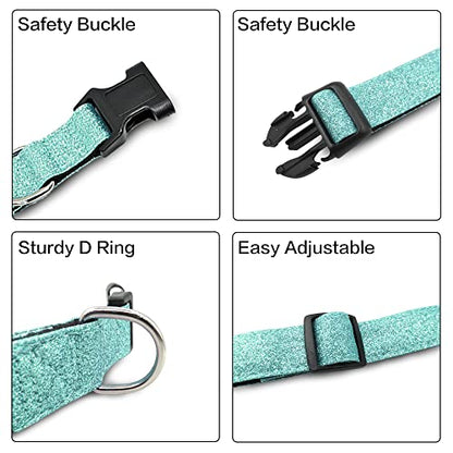 TDTOK Glittering Basic Dog Collar, Comfy & Durable Bling Dog Collar for Small Medium Large Dogs with Eco-Friendly Plastic Buckle, Adjustable Stylish Nylon Dog Collars, Fit Necks: 9.8-22.4’’ - color: Mint Green, size: L