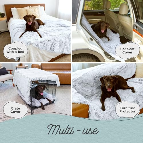 Best Friends by Sheri Calming Shag Cat and Dog Blanket with Non-Skid, Water Resistant Base, Machine Washable, Frost Gray, 60" x 80" - color: Frost, size: 60" x 80"