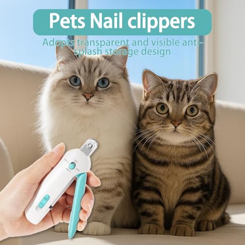 Cat Nail Clipper, Cat Nail Trimmer with Adjustable 3-Size Trimming Hole & Hidden Nail File, Anti-Splash Claw Cutter with Debris Catcher for Kittens, Cats & Small Pets Home Grooming