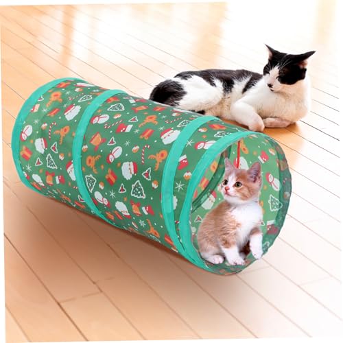 SUPVOX Foldable Cat Tunnel Cube with Bell Ball Breathable Collapsible Kitten Playhouse for Indoor and Outdoor Use Interactive Pet Hideout and Resting Bed for Cats and Kittens