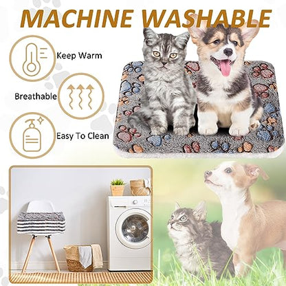 Tuanse 4 Pack Ultra Soft Dog Cat Bed Mat Small Animal Guinea Pig Bed with Cute Print Reversible Fleece Dog Crate Kennel Pad Cozy Washable Thickened Hamster Pet Beds Mat(13 x 19 Inches,Gray) - color: Gray, size: 13 x 19 Inches