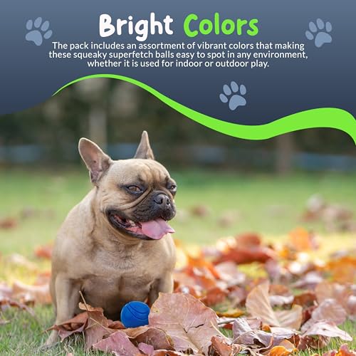 SuperFetch Dog Balls 1.5 Inch - Squeaky Dog Toys for Small Dogs and Puppies - Rubber Balls for Fetch, Training, Teething, Boredom and Solo Play - 6 Pack