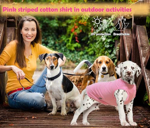 Dog Shirt,Combed Cotton T-Shirts,Soft Cool Boy Girl Tee for Small Dogs Kitty Puppy Chihuahua,Pink Rose Striped S - color: Pink & Rose Striped, size: Small