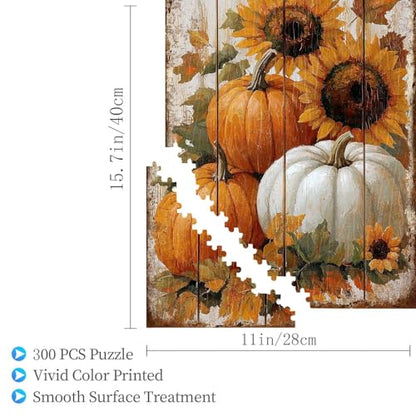 300 Pieces Jigsaw Puzzles for Adults, Fall Sunflower Pumpkin Rustic Wood Art Puzzle, Stress Relief Concentration Training Brain Teaser Puzzle 15.7x11 Inch - color: Wooden Puzzle10, size: 300 Piece pcs
