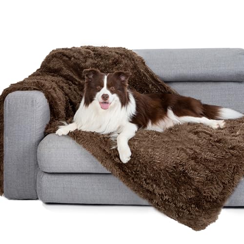 gogobunny Waterproof Dog Blanket for Couch & Furniture Protection - Super Soft Reversible Throw for Large Dogs & Cats, Calming Washable Fur & Sherpa Pet Blanket (33x77 Inch, Chocolate) - color: Chocolate, size: 33x77 Inch (Pack of 1)