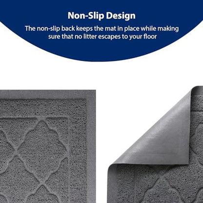 WePet Cat Litter Box Mat, Kitty Premium PVC Pad, Durable Trapping Rug, Phthalate Free, Urine-Resistant, Scatter Control, XXL 47 x 36 Inch, Grey - color: #03 Grey, style: Medallion/47 x 36 Inch
