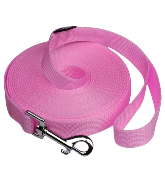 Dog/Puppy Obedience Recall Training Agility Lead - 15ft 20ft 30ft 40ft 50ft Training Leash - Great for Play, Camping, or Backyard (Pink, 15 Feet) - color: Pink, size: 15 Feet