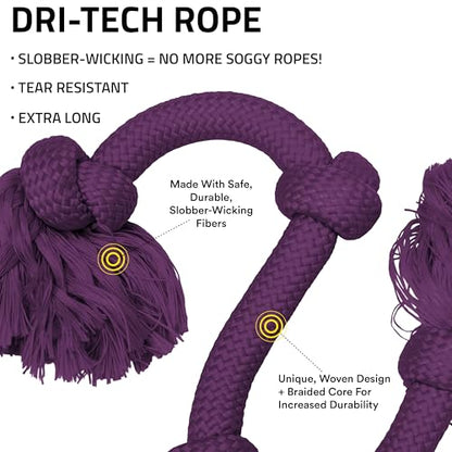 Playology Dog Toys | Dri-Tech Rope Tug of War Dog Toy for Tough Chewers | Bacon Scented Mega Size Tug Rope Toys for Extra Large Dogs - size: Mega, style: Bacon