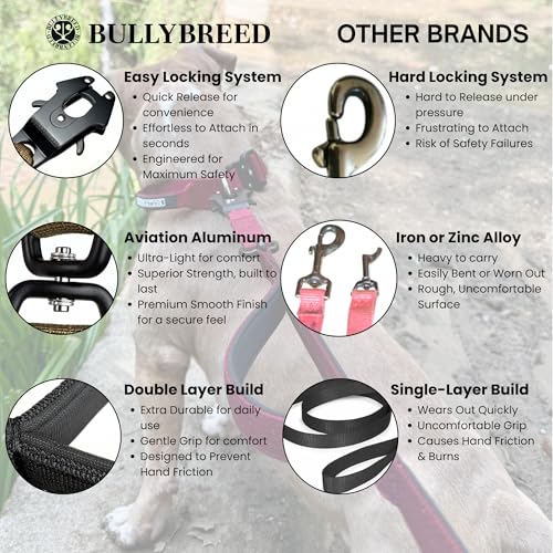 BULLYBREED | Heavy Duty Dog Leash, Tactical Dog Leash, Quick Release Frog Clip with Anti-Tangling Swivel System for Large Dogs that Pull with Soft Double Handles (5 FT Long, Black) - color: Black Double Handle