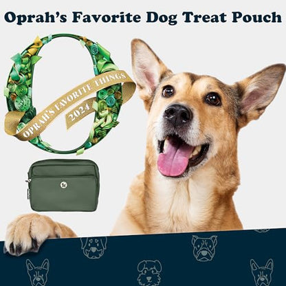 Puppington 3-in-1 Crossbody Dog Treat Pouch for Pet Training - Compostable Poop Bags, Built-In Poop Bag Dispenser, Slow-Feeding Travel Dog Bowl & Reflective Leash - Dog Walking Bag (Basil Green) - color: Basil Green