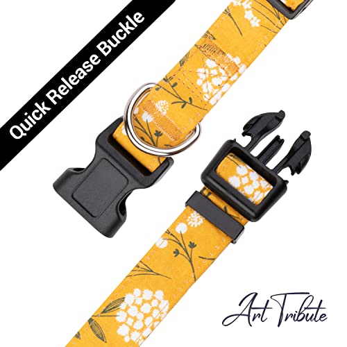 Dog Collar for Small Medium & Large Dogs - Heavy Duty Cotton, Long Lasting, Adjustable, Strong and Durable Puppy Quick Release Buckle - Yellow Spring Quality Collar - color: Yellow Spring, size: Small