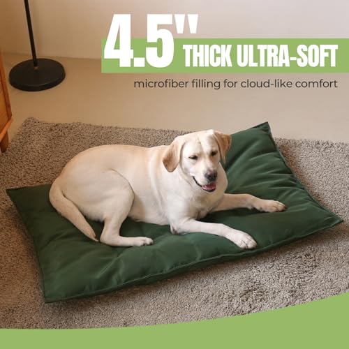 Chew Proof Indestructible Dog Bed for Aggressive Chewers, Durable & Waterproof Crate Pad, Machine Washable Tough Kennel Bed for Small Dogs, Indoor Outdoor Pet Bed, X-Small (17"x23", Green) - size: X-Small (17"x23")