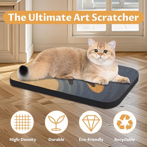 Art Cat Scratcher, Wall-Mountable Cat Scratching Board, Cat Wall Scratcher 16.7x11x1 Inch Cat Scratch Pad and Cat Scratchers for Indoor Cats Toy Furniture Protector(SurfingCat1) - color: SurfingCat1