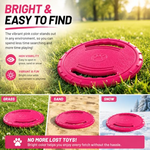 Dog Flying Disc, Durable Soft EVA Flying Ring for Aggressive Chewers, Interactive Fetch & Training Toy, Floats in Water, Safe on Teeth & Gums, Beach Pool Play (Red) - color: Red