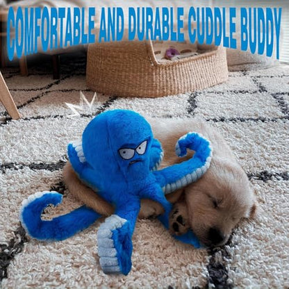 LEGEND SANDY Tough Dog Toys, Stuffed Chew Large Dog Toys to Keep Them Busy, Interactive Squeaky Tug of War Doggie Toy, Crinkle Blue Octopus (Blue Octopus 2p) - color: Blue Octopus 2pack