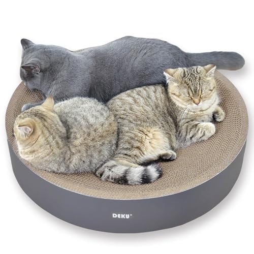 2 in 1 Round Cat Scratching Board, Cardboard Cat Scratcher for Indoor Cats, Corrugated Cat Scratch Pad for Grinding Claws and Rest (23.6") - size: L (23.6''x 23.6"x4.7")