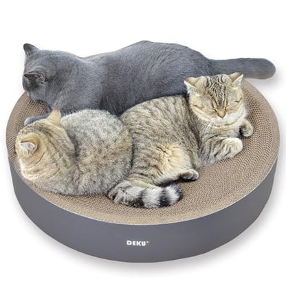2 in 1 Round Cat Scratching Board, Cardboard Cat Scratcher for Indoor Cats, Corrugated Cat Scratch Pad for Grinding Claws and Rest (23.6") - size: L (23.6''x 23.6"x4.7")