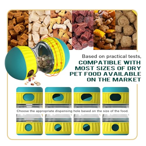 BSISUERM Dog Puzzle Toy Adjustable Treat Dispensing Ball Food Dispenser Tough Slow Feeder Puppy Enrichment Training Toy Pet Interactive Chase Toys for Small Medium Large Dogs to Keep Them Busy, Green - color: Green