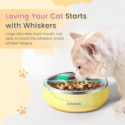 Pawaii Small Dog Bowls, 12 oz. Food Water Bowl Designed for Puppies and Cats with Non-Slip Rubber Base, Upgraded Metal Insulated, Double Stainless Steel Bowls, Cheese Yellow - color: Cheese Yellow, size: 12oz