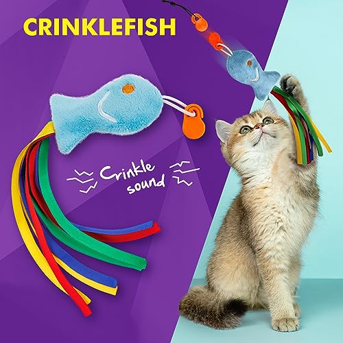 Cat Amazing Snatch Pack - 5 Magnetic Attachments for The Snatch Magnetic Wand Toy - Catnip Mouse, Rattle Snake, Crinkle Fish, Scrunchy Ball and Feather - Cat Teaser Toys - Really Catch! - style: Snatch Pack - 5 Attachments