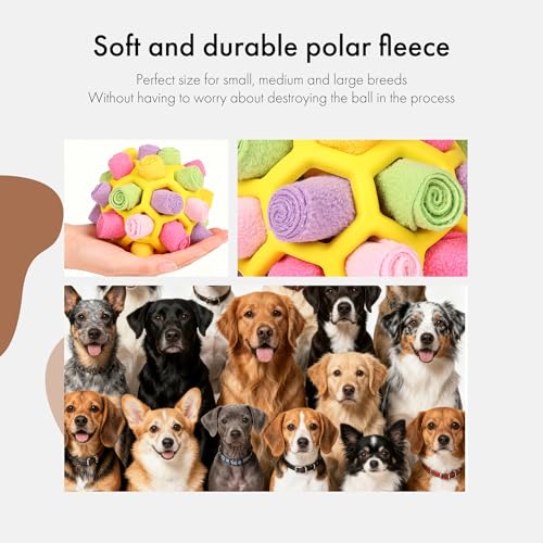 Mira's Pocket Dog Snuffle Ball Toy, Mental Stimulation Chew Toy for Dogs & Cats, 14cm Licking Mat Treat Dispensing Ball with Hollow Design, Slow Feeder for Fast Eaters (Yellow) - color: Yellow