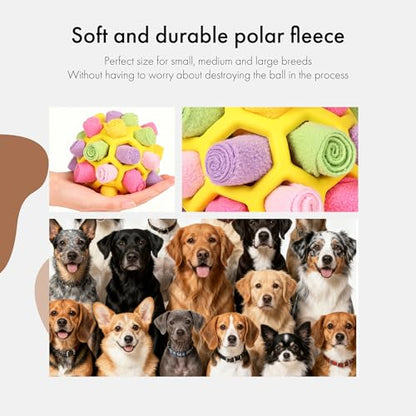 Mira's Pocket Dog Snuffle Ball Toy, Mental Stimulation Chew Toy for Dogs & Cats, 14cm Licking Mat Treat Dispensing Ball with Hollow Design, Slow Feeder for Fast Eaters (Yellow) - color: Yellow