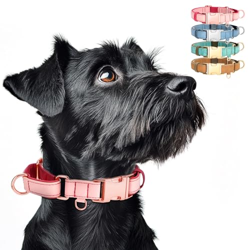 WHIPPY Vegan Leather Dog Collar No Slip Martingale Dog Collar with Quick Release Metal Buckle for Large Medium Small Dogs,Pink - color: pink, size: M:Fit 13-16" Neck