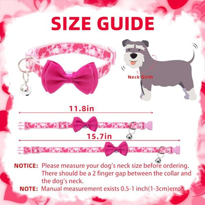 PUPTECK Bowtie Dog Collar with Bell 2 Packs, Adjustable Cute Puppy Collar, Sweet Gift for Small Dogs Pets 11.8-15.7 in - color: Pink, size: 11.8-15.7 in