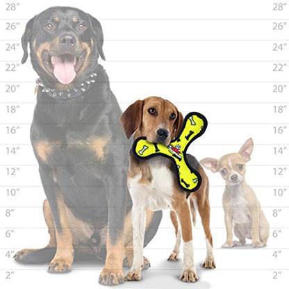 TUFFY Jr. Soft Dog Toy – Yellow Boomerang Bone | Multi‑Layer Durable Plush | Tug, Toss & Fetch | Machine Washable & Floatable - color: Yellow Bone, style: Bowmerang