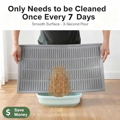 Silicone Cat Litter Mat with Deep Grooves - Waterproof & Easy-Rinse Design Traps Litter to Keep Floors Clean and Save You Cleaning Time - color: Grey, size: Small 24x15 Inch