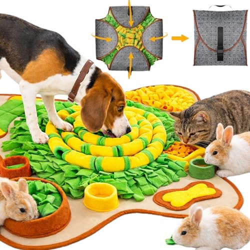 Snuffle Mat for Dogs Large Breed, 28.3''x28.3'' Interactive Puzzle Dog Food Mat, Easy to Clean, Durable, Mental Stimulation & Slow Feeding Game for All Breeds