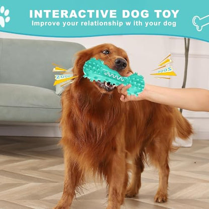Dog Teeth Cleaning Toy for Training, Playing, Chewing - Squeaky Toys for Aggressive Chewers - Toothbrush Stick Bone for Medium Large Dogs (Blue) - size: Blue