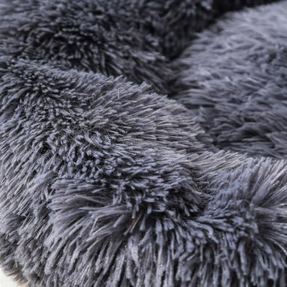 Calming Cat Bed for Indoor Cats & Small Dogs, Pet Bed for Puppies Rabbit,Machine Washable Non-Slip Donut Sofa for 6.5lbs Pet，Plush Dark Gray Cama para Gatos，Dark Gray