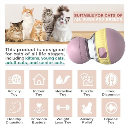 TLKNG Cat Treat Dispensing Toy Kitten Puzzle Feeder & Food Dispenser Ball - Kitty Enrichment Toys for Indoor Cats Kitty Stimulating Tous