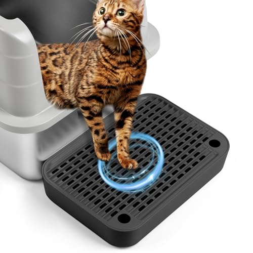 Cat Litter Box Ramp Mat with Filter Function, Cat Step Pedal Stool for Self-Cleaning Litter Box, Easy to Clean, Ideal for Kitten & Elderly Cats (Black) - color: Black