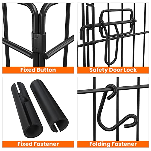 Yaheetech 30" High 8 Panel Foldable Metal Dog Exercise Pen Pet Playpen Dog Fence Outdoor & Indoor Use for Small Animals with Door Black - size: 30"