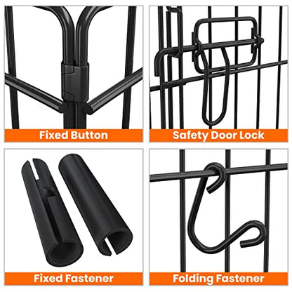 Yaheetech 30" High 8 Panel Foldable Metal Dog Exercise Pen Pet Playpen Dog Fence Outdoor & Indoor Use for Small Animals with Door Black - size: 30"