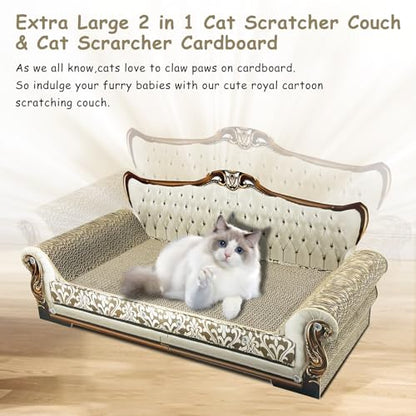 Luxury Cardboard Cat Scratcher Sofa Bed, Couch Shaped Scratching Board, Scratch Lounge with Catnip, Scratcher for Indoor Cats Large Grey - color: Grey Lounge