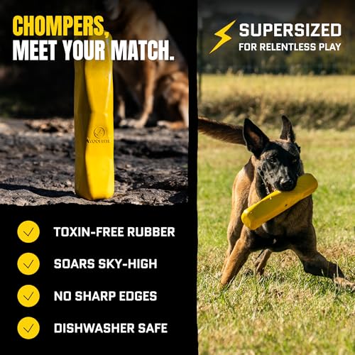 Giant XL Virtually Indestructible Dog Stick - Lifetime Guaranteed - Tough, Durable Toy for Aggressive Chewers - Safe Non-Toxic Natural Rubber - Chew & Tug - Large - 12"x2.5", Heavy 2.25lbs