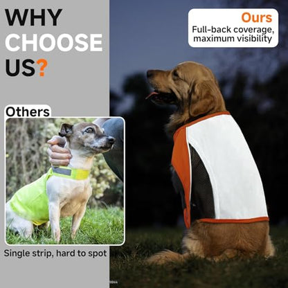 Reflective Dog Vest for Small Dogs, Orange High Visibility Safety Pet Vest for Hunting, Walking at Night - size: S