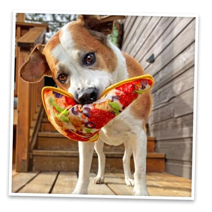 Doggijuana Cafe Combo Refillable Juananip Toy Bundle | Supreme Pizza & Pepperoni Pizza | Funny Dog Toy Plush with Catnip and Refill | Interactive Chew for Play - style: Supreme Pizza & Pepperoni Pizza