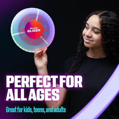 GlowCity Glider LED Glow-in-the-Dark Flying Disc – Bright, Rechargeable, Durable, Water-Resistant, 12 Color Modes, Perfect for Evenings and Night Time, Outdoor Fun, and a Great Gift for All Ages