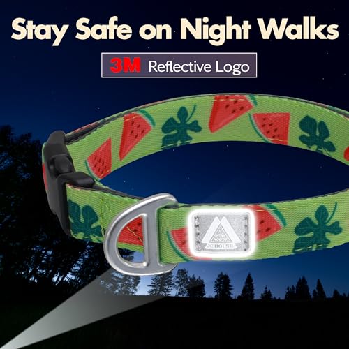 Cute Dog Collar, Summer Watermelon Print Reflective Padded Collar with Soft Neoprene, Adjustable Lightweight Pet Collar for Small Dogs, Puppies,Neck Size 9’’-14’’ (Watermelon, S) - color: Watermelon, size: S (Neck 9''– 14'')