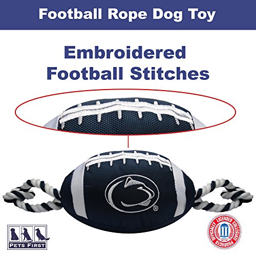 NCAA Penn State Nittany Lions Football Dog Toy, Tough Quality Nylon Materials, Strong Pull Ropes, Inner Squeaker, Collegiate Team Color - color: Penn State Nittany Lions