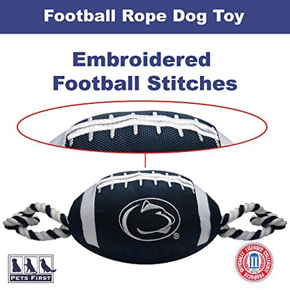 NCAA Penn State Nittany Lions Football Dog Toy, Tough Quality Nylon Materials, Strong Pull Ropes, Inner Squeaker, Collegiate Team Color - color: Penn State Nittany Lions