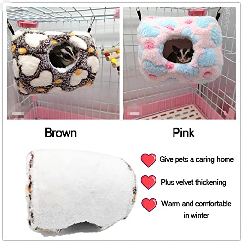 Litewoo Sugar Glider Sleeping Pouch Small Animal Hammock, Hanging Bed Warm Cotton Nest for Rat Hamster Gerbil Sugar Glider Chinchilla Squirrel Guinea Pig (Pink) - color: Pink
