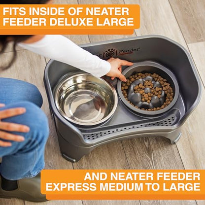 The Niner Slow Feed Bowl - Raised Peaks Slow Down Pets Eating - Fits Elevated Feeders Including Neater Feeder Large Sizes - Gentle on Teeth and Gums - Holds up to 2 Cups (Gunmetal Grey) - color: Gunmetal Grey